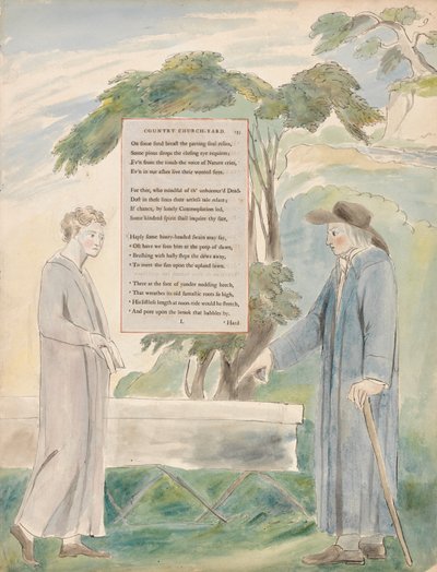 Los Poemas de Thomas Gray, Diseño 113, Elegía Escrita en un Cementerio de Pueblo de William Blake